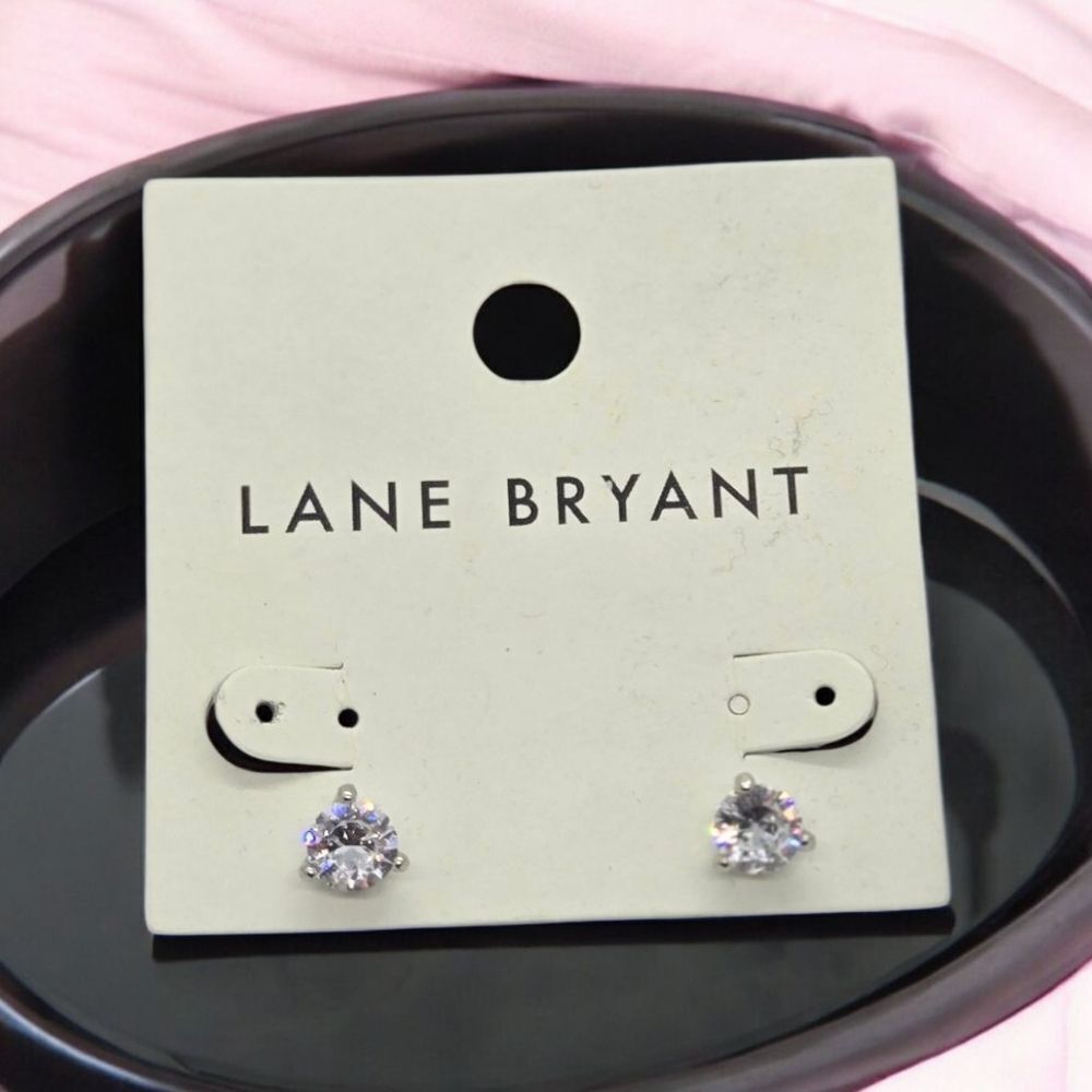 Lane Bryant 1CT CZ Stud Earrings Sparkly Zircon NWT Formal Women's Jewelry Prom